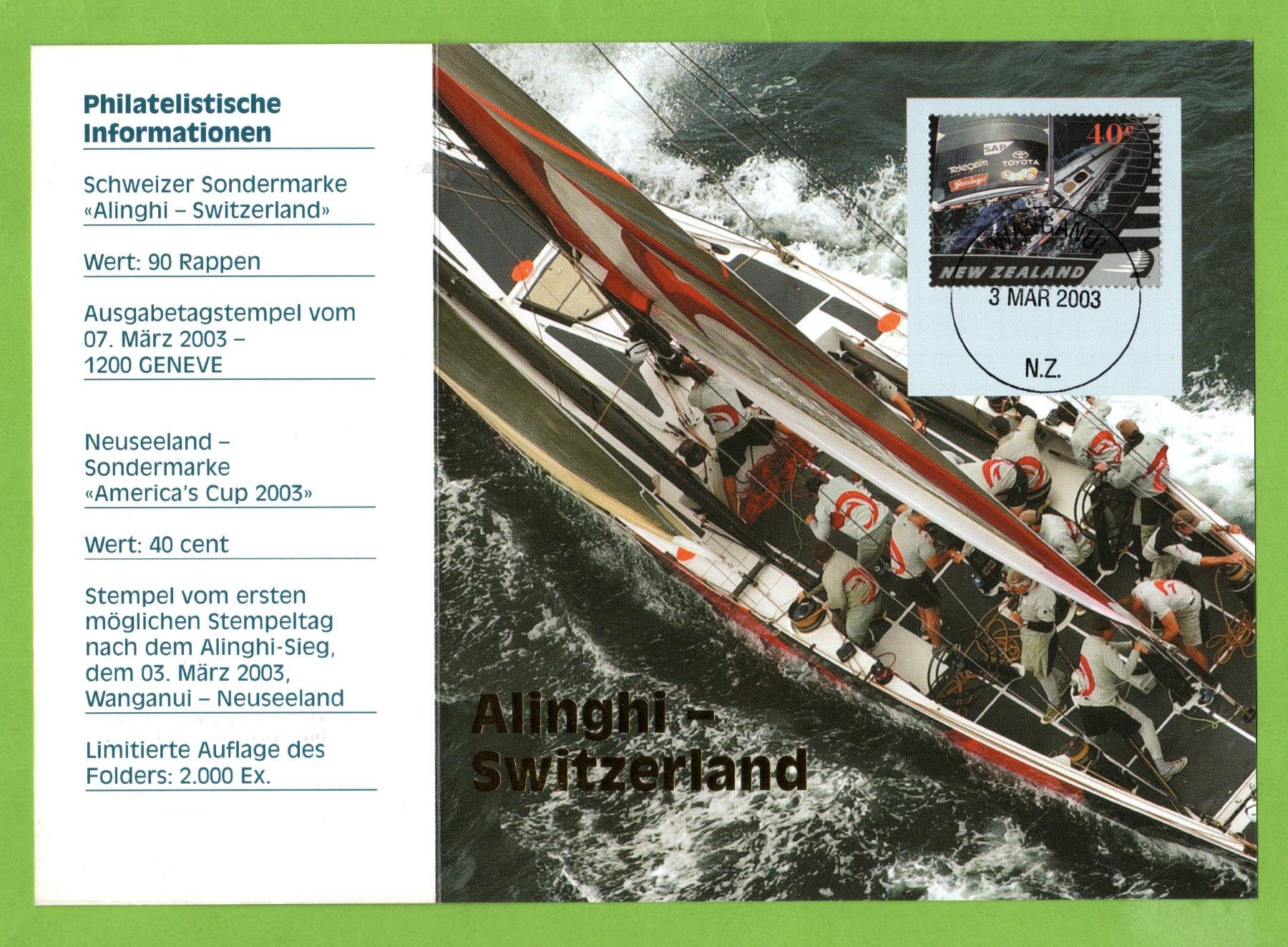 Alle Briefmarken: 2003 Alinghi Folder siehe Bilder – Gebraucht aus Stein am Rhein von Huehnerhund 1