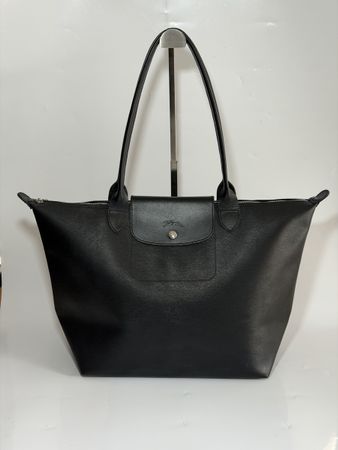 Longchamp Leather Canvas Tote Bag L Original