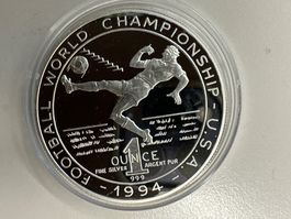 1 Unze Silber Fussballweltmeisterschaft  USA 1994