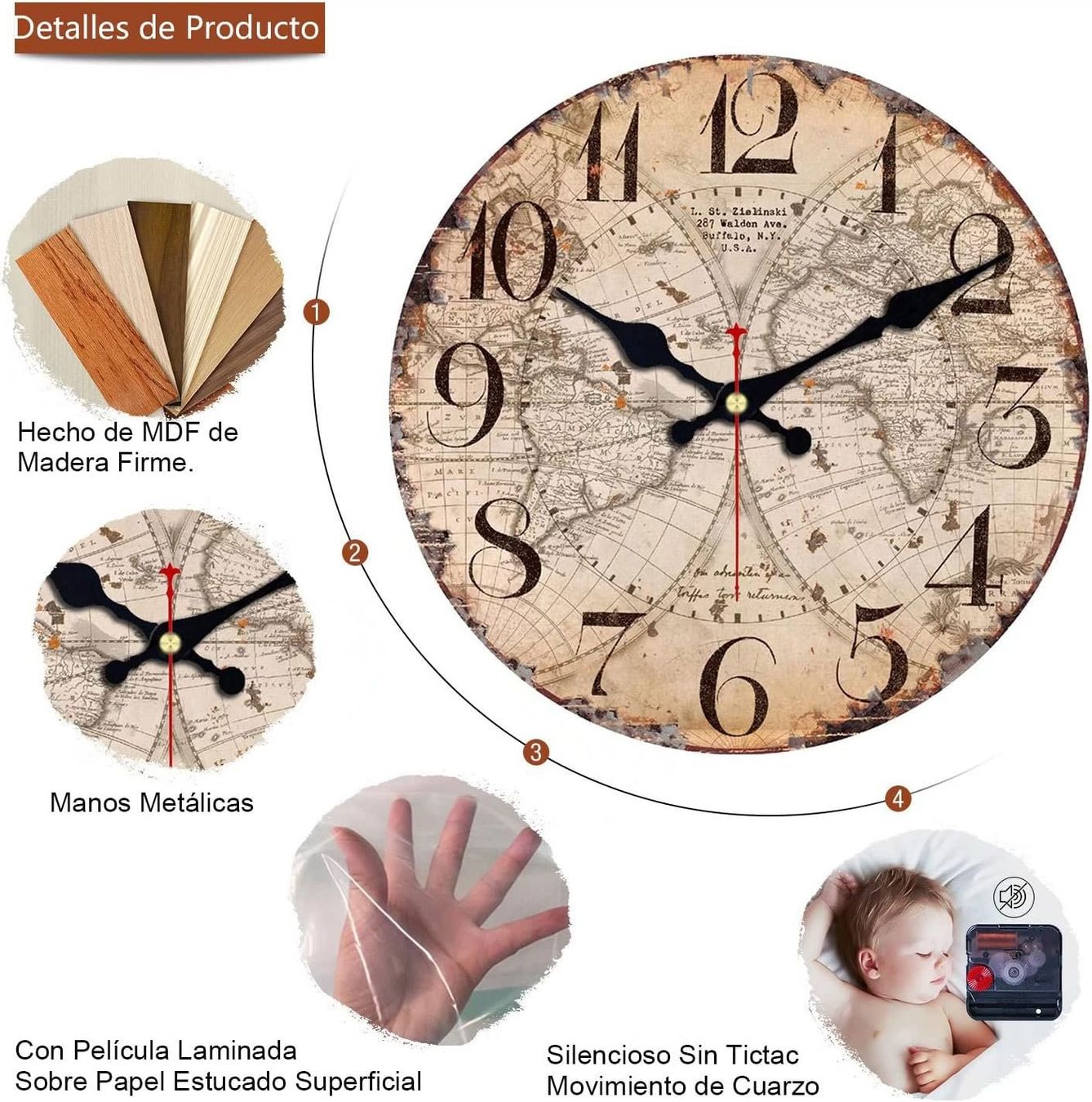Orologi da terra & Orologi da parete: Wanduhr Vintage Holz, 30CM – Nuovo e nell'imballaggio originale da Nuglar venduto da SaleRitter 1