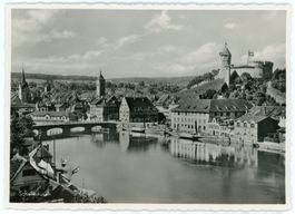  AK sw Schaffhausen SH Munot,Rheinquai,Zürcherstrasse ≈ 1940
