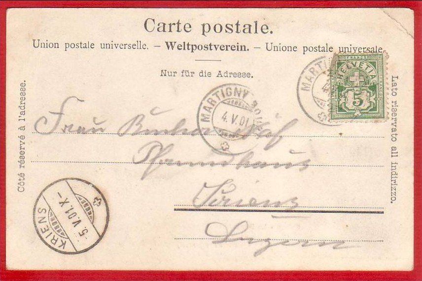 Cartoline postali: SALVAN LA PLACE 1901 – Usato da Grüningen venduto da Kartenlaube 1