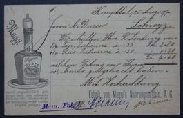 illustr. Postkarte Maggi Suppen Würze mit ZNr. 65B Perfin