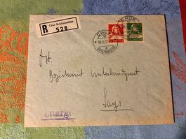 1928 R-Beleg von Chur - Landquart, Charge mit Tellvater