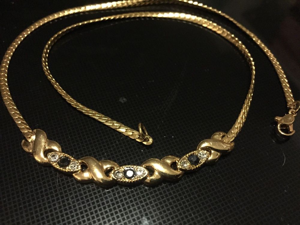 VINTAGE COLLIER CHRISTIAN DIOR LOGO CD EN METAL DORE 40-45 CM GOLDEN NECKLACE Métal Doré ref