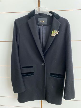 maje longblazer + vintage brosche, passt zu zadig voltaire