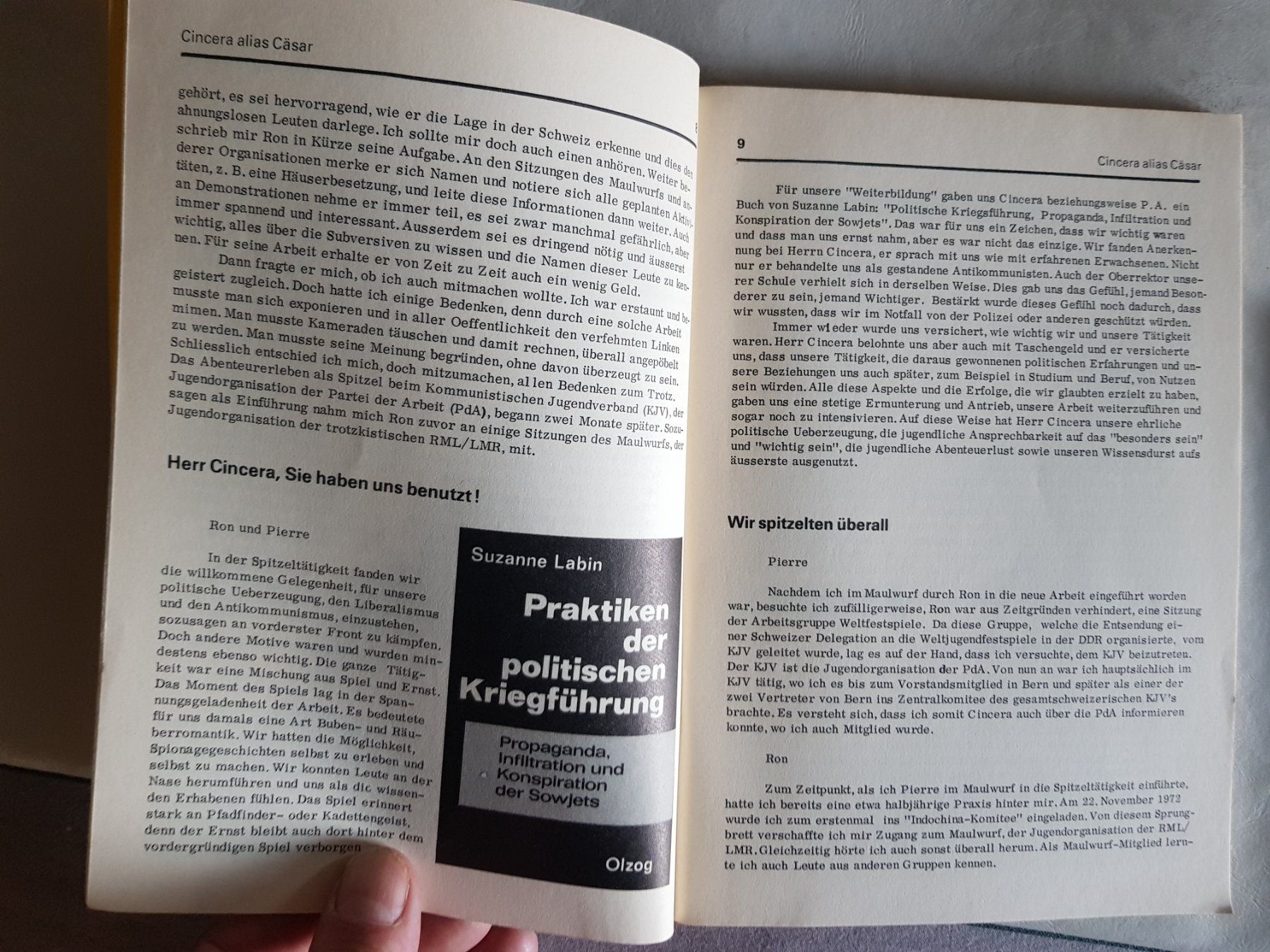 Libri: Cincera alias Cäsar - 1977 -  waren Cinceras Berner Spitzel – Usato da Walterswil BE venduto da Lonitti 7