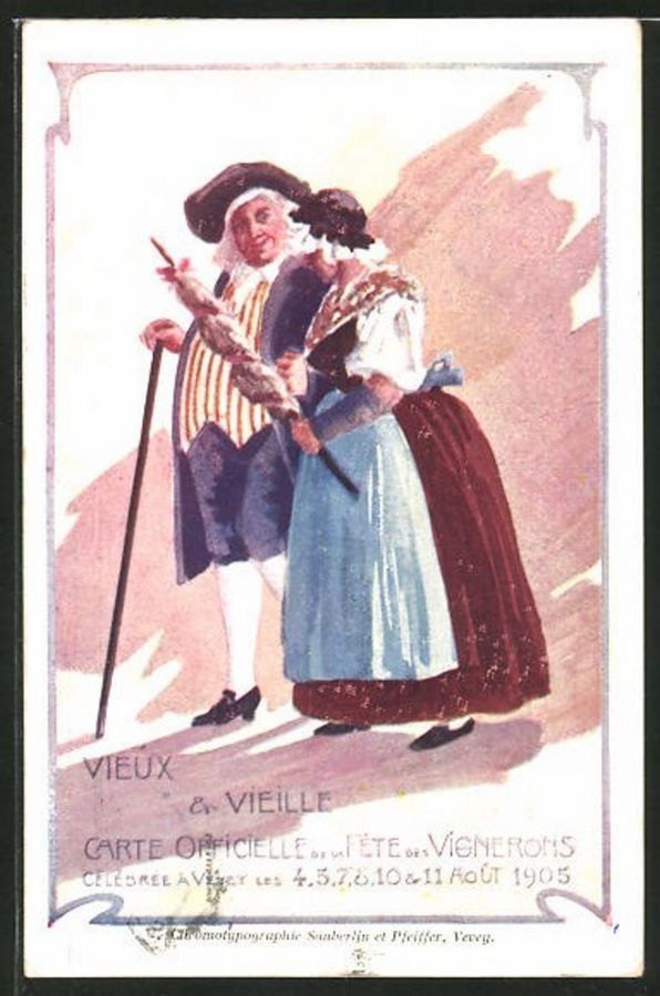Cartoline postali: Fête des Vignerons Vevey 1905 – Usato da Frauenfeld venduto da POML