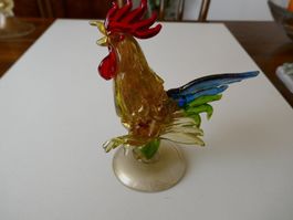 Murano Glas Hahn 18 cm hoch und 14 breit