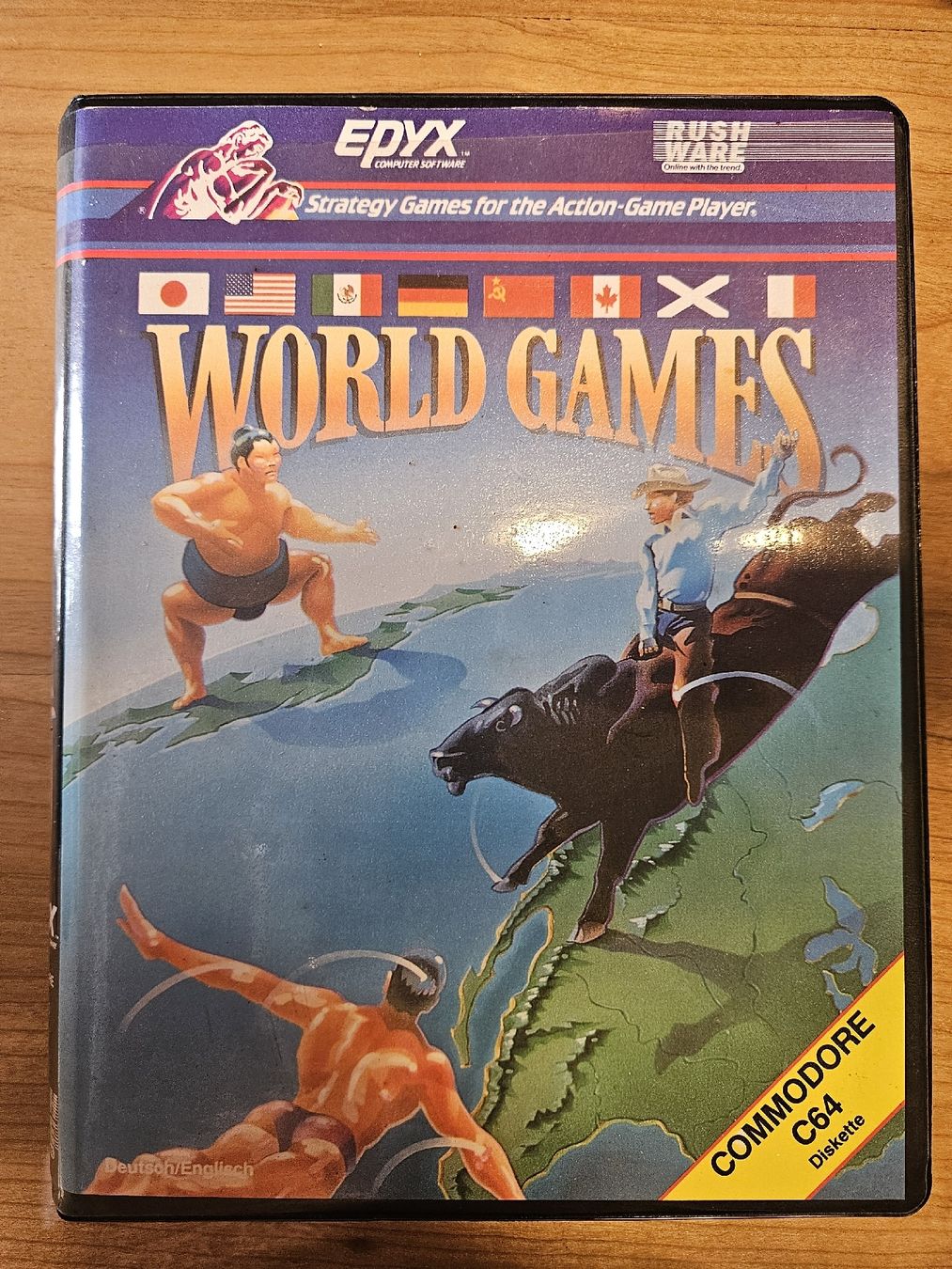 Giochi: Commodore 64 - World Games (Epyx / Rushware 1986 - 5.25" Dis – Usato da Ligornetto venduto da car_92zl
