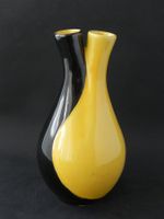 Vintage gelb schwarze Vase - 50- iger ??? - Keramik - 3107