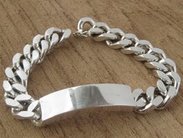 Vintage Armband Panzer Kette massiv Silber 835 / 20.5 cm