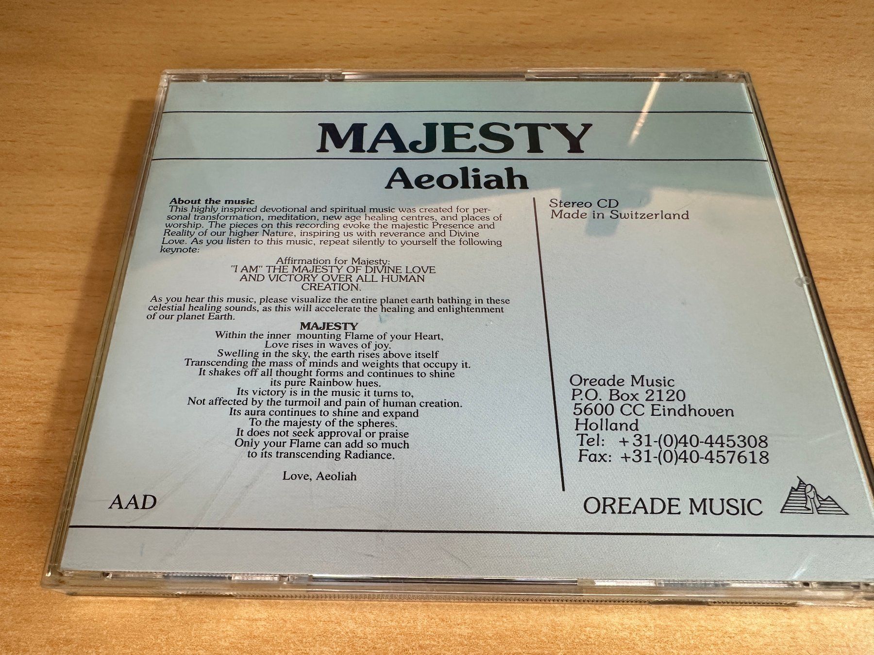 CD: A4 Aeoliah – Majesty – Usato da Rikon im Tösstal venduto da Alpenmutz 1