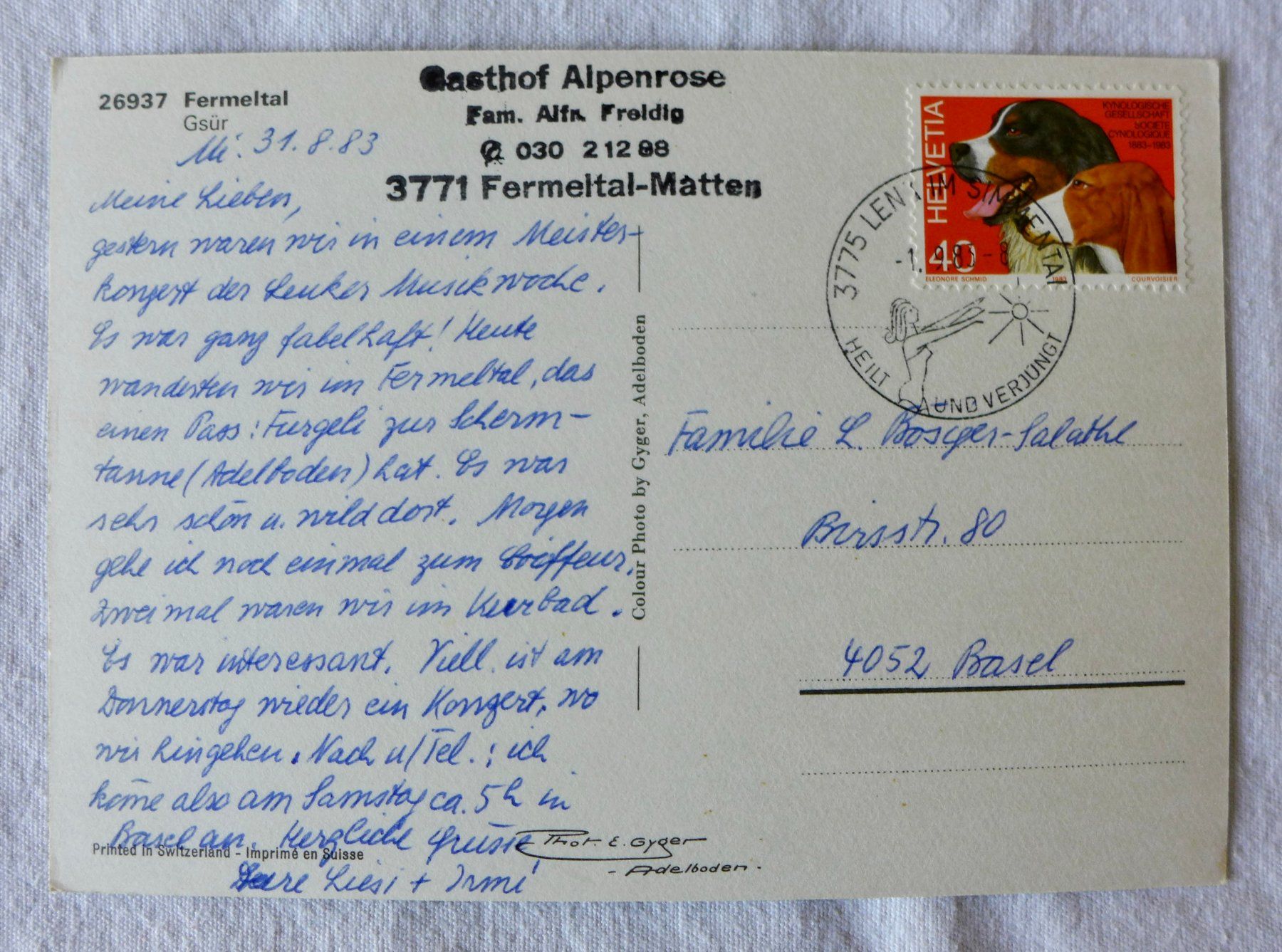 Cartoline postali: AK FERMELTAL - MATTEN BE, Gsür – Usato da Wallisellen venduto da aloa09 1