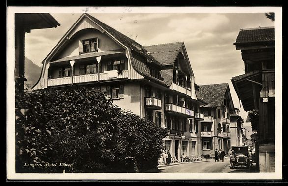 Cartoline postali: AK Lungern, Das Hotel Löwen, 1934 – Usato da Berlin venduto da bartko-reher