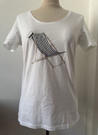 T-shirt blanc Saint James imprimé transat taille XS, coton 