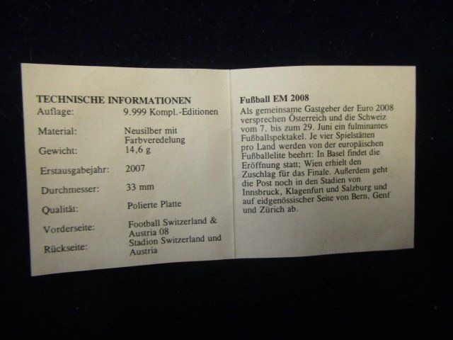 Medaglie: Fussball EM 2008 - PP - Schweiz - Oesterreich – Nuovo e nell'imballaggio originale da Luzern venduto da Horoskop1 5