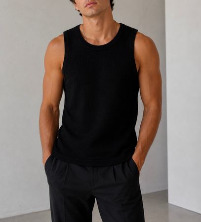 H&M gestricktes Tanktop schwarz Gr. S