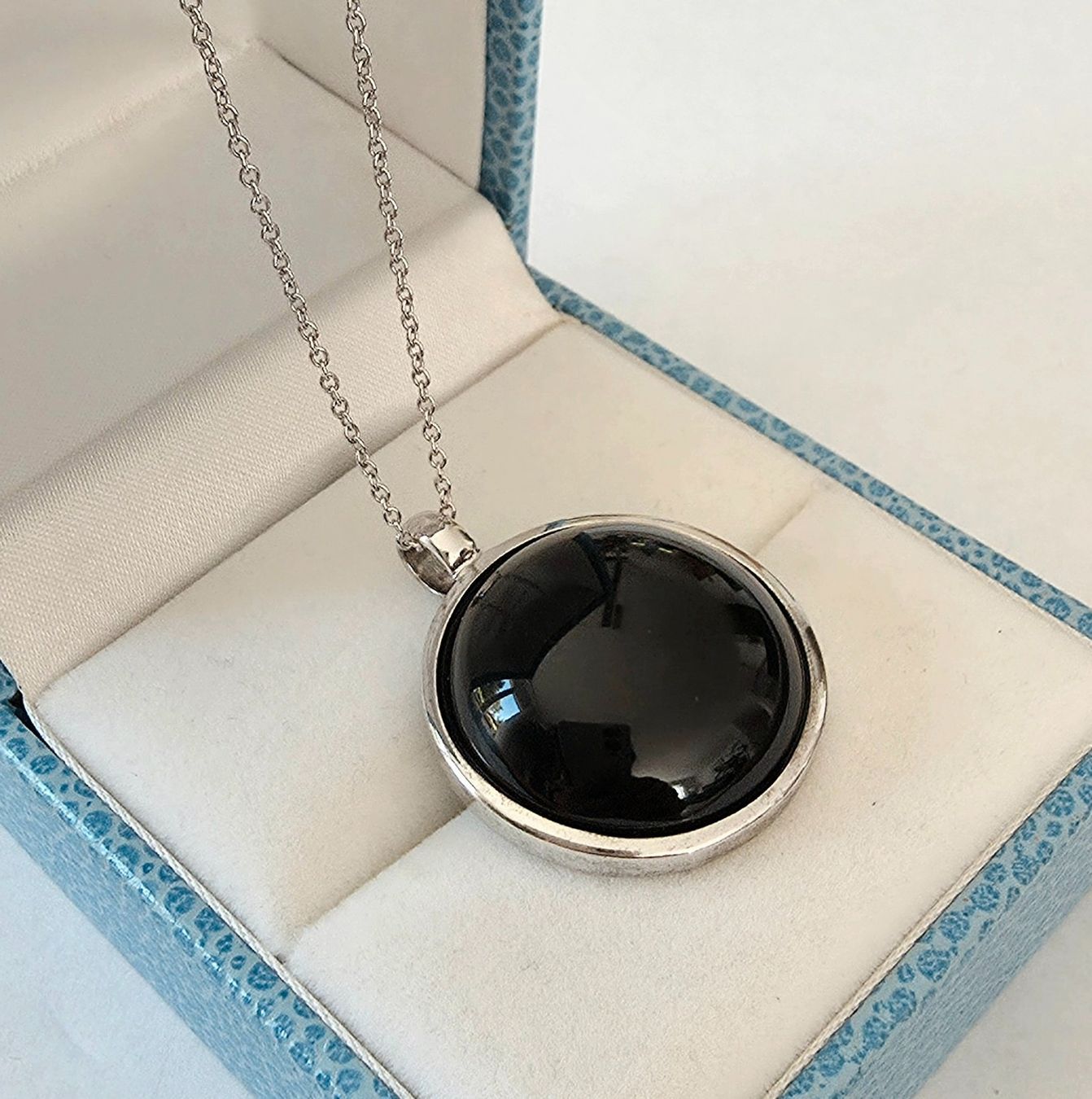 Ciondoli: Silber 925 Anhänger mit Cabochon Onyx - Neu – Nuovo e nell'imballaggio originale da Uetikon am See venduto da Coralreef 5