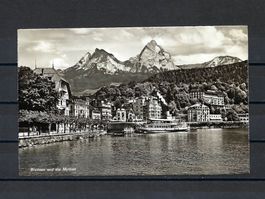 Postkarte Brunnen - mit den Mythen - 1947