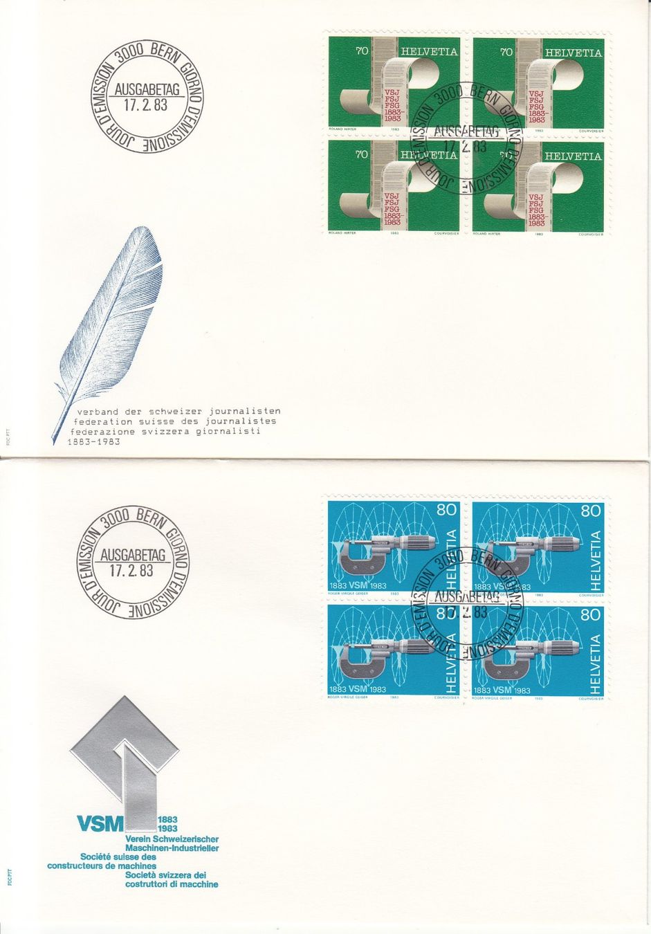Tutti i francobolli: SBK 694 - 697 im 4er Block FDC – Usato da Bürglen TG venduto da StampGraf 2