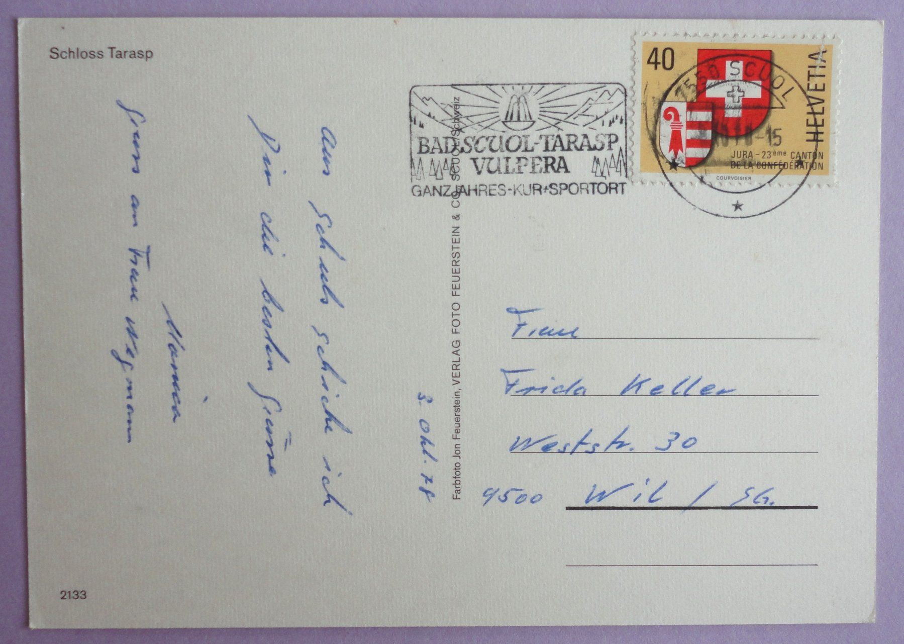 Cartoline postali: Schloss Tarasp – Usato da Fétigny venduto da Billy2miny 1