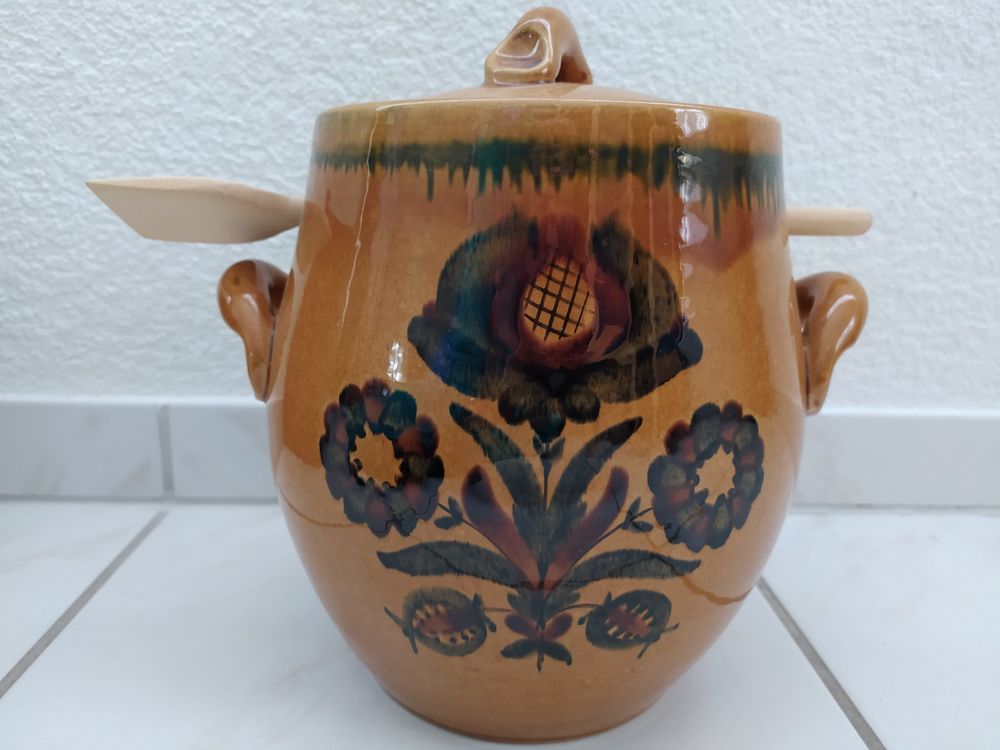Würstchentopf Keramik mit Bauernmalerei | Kaufen auf Ricardo