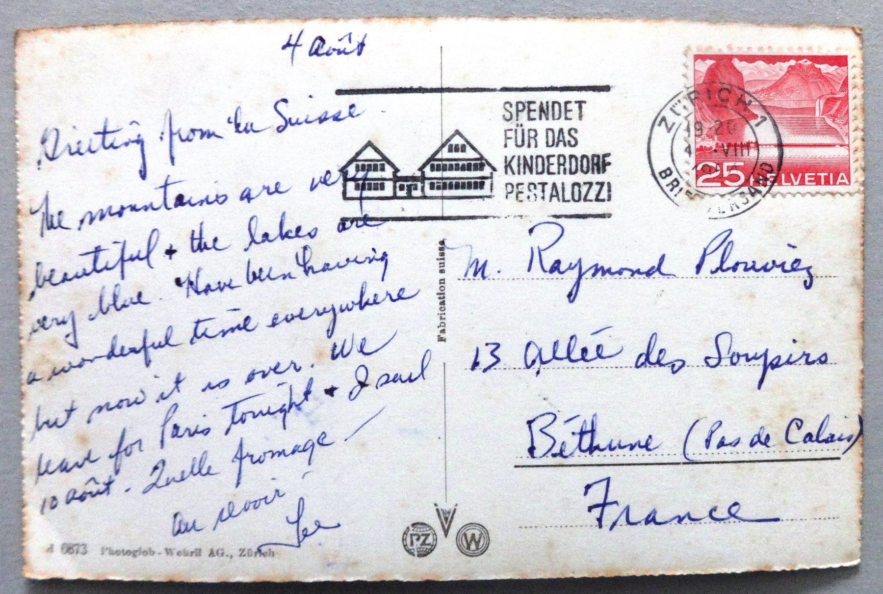 Cartoline postali: Zürich, Wipkingen – Difettoso da Fétigny venduto da Billy2miny 1