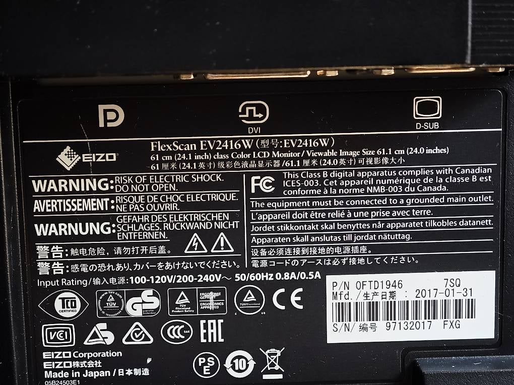 Eizo Ecrans: 7x EIZO FlexScan EV2416W 24.1" / 16:10 – D'occasion à Adliswil par napiorkowsky.r 3