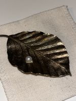 Vintage Brosche 925 Silber vergoldet mit Perle