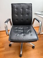 Bürostuhl hjh OFFICE Leder schwarz mit Rollen gebraucht
