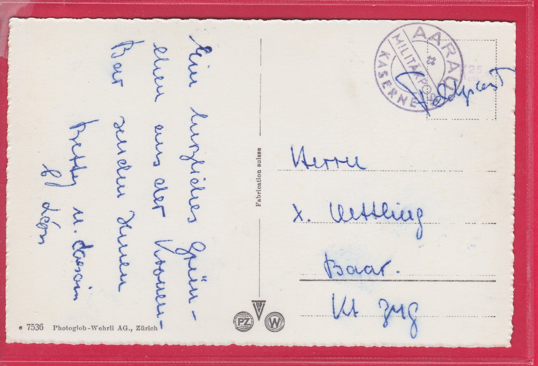 Cartoline postali: AARAU, SPRINGBRUNNEN, FELDPOST – Usato da Oberrieden venduto da Gebirgsstelze 1