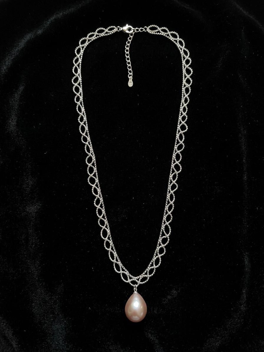 Colliers: Collier argent pendentif perle rose violette – Neuf avec emballage d'origine à St-Maurice par Sandrinette123 2