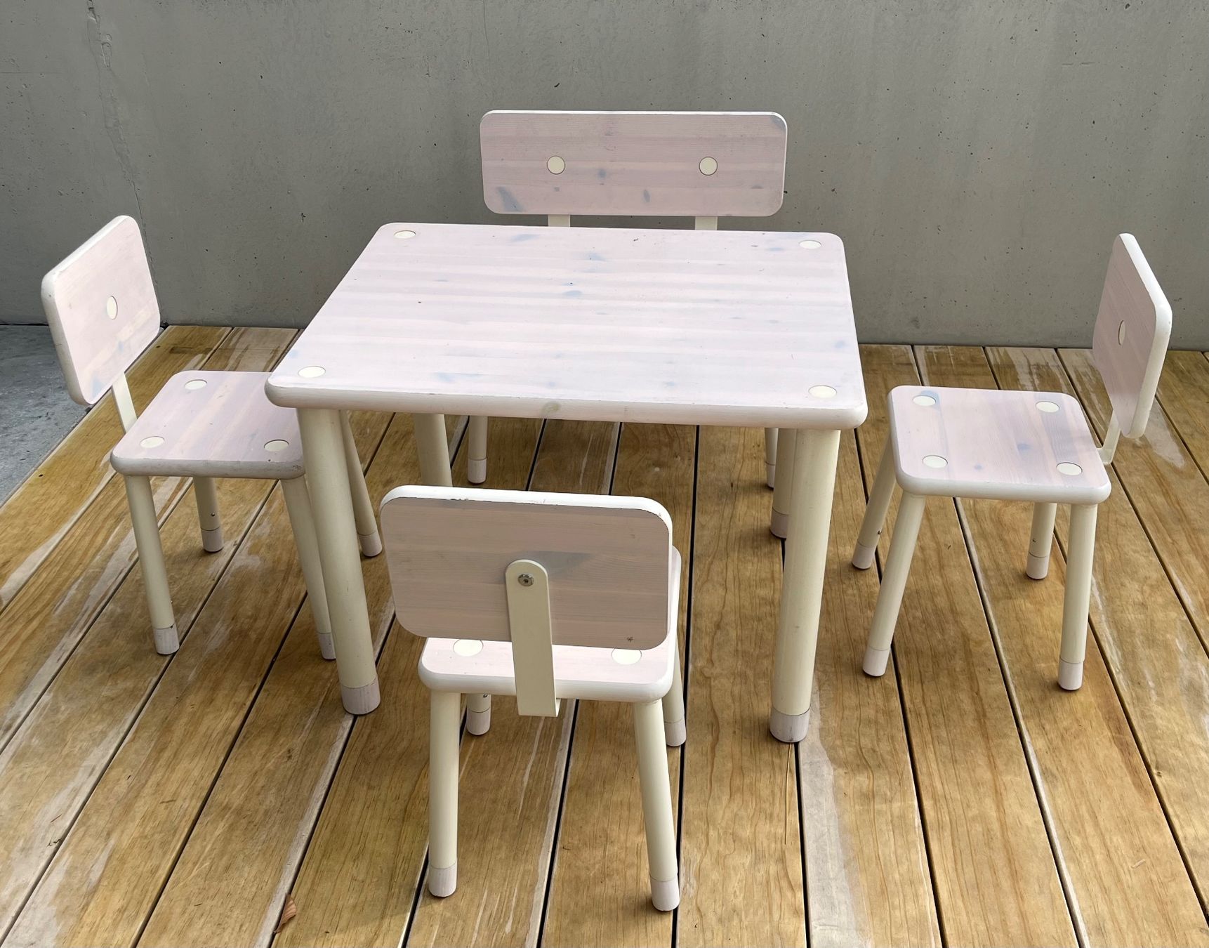 Tavoli: Kindertisch, Bank und 3 Stuhle Eichenholz – Usato da Meilen venduto da Exclusive00 2