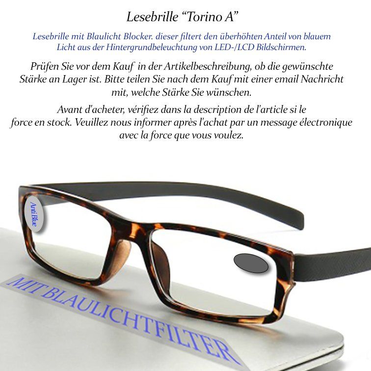 Occhiali & Lenti: Lesebrille Torino A +1.0 +2.5 +3.0 +4.0 – Nuovo e nell'imballaggio originale da Pfäffikon SZ venduto da ANNAPURNA8091