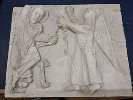 Gipsrelief Kapeka Altarbild Engel Darstellung antik (V)