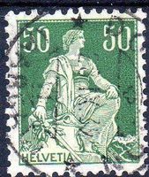 HELVETIA MIT SCHWERT 50 RP 1939 NR 113z GESTEMPELT - B573