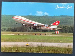 Flugzeug Boeing 747-257 B der Swissair beim Starten