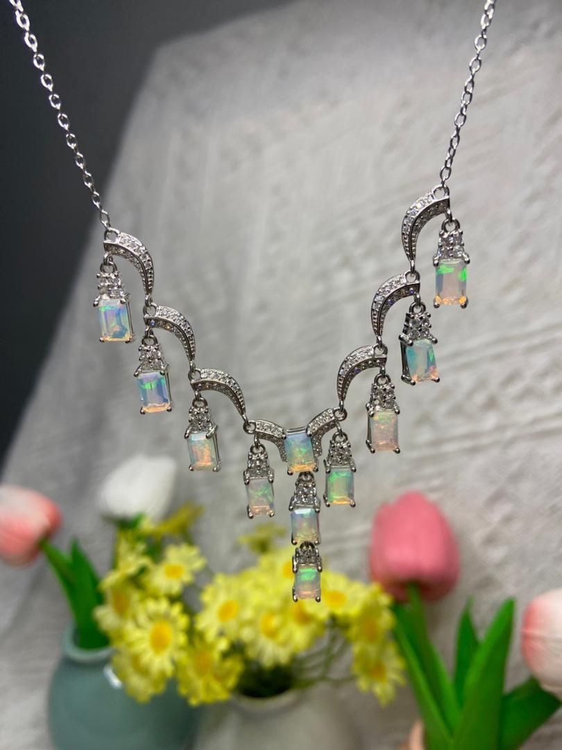 Catenine: Smaragtschliff Opal-Kette, Silber 925, NEU – Nuovo (secondo la descrizione) da St. Gallen venduto da GIULESGG 2