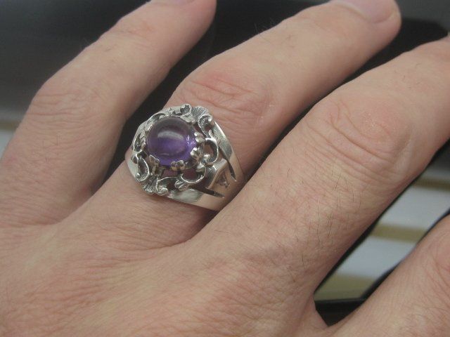 Anelli: Art Deco Ring Silber 835 Amethyst antik Gr. 60 – Usato da Ermatingen venduto da Decovin 7