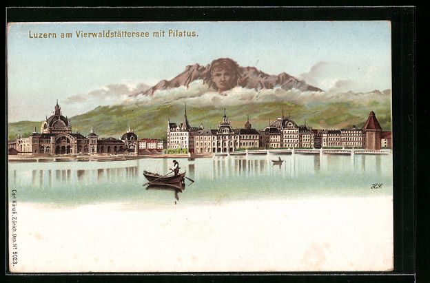 Cartoline postali: Litho Luzern, Ort mit Pilatus, Berg mit  – Usato da Berlin venduto da bartko-reher