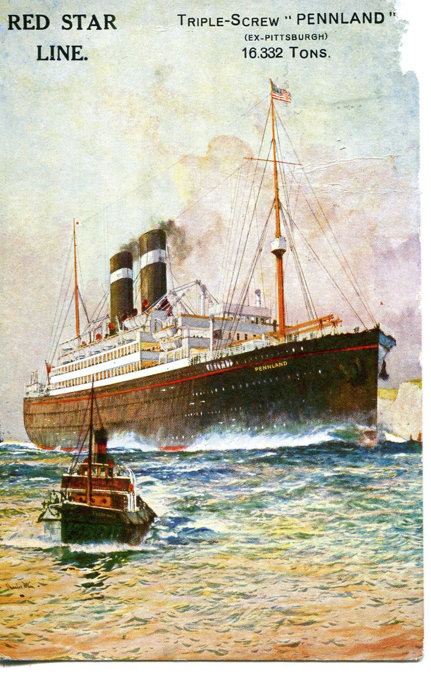Cartoline postali: RED STAR LINE  - TRIPLE-SCREW " PENNLAND" – Usato da Les Avants venduto da Jaman7