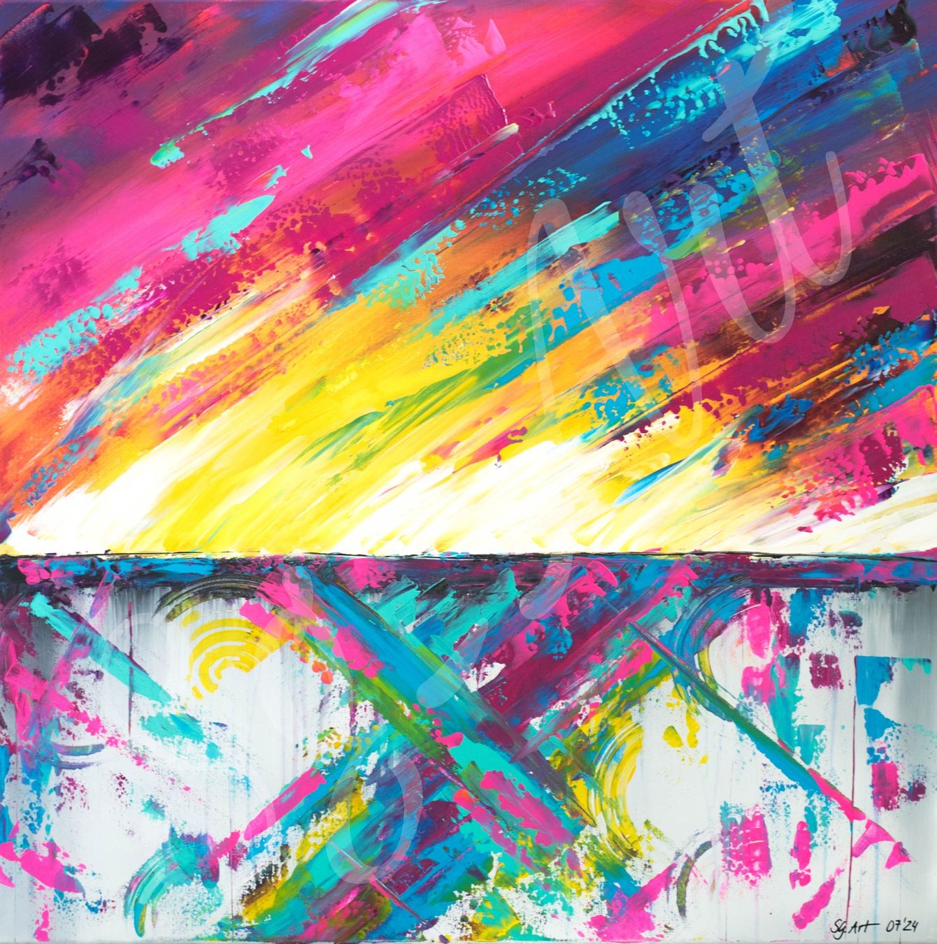 Gemälde: Acrylbild abstrakt "Hurricane" bunt Neu Unikat – Neu und originalverpackt aus Rheinau von Sussel 1