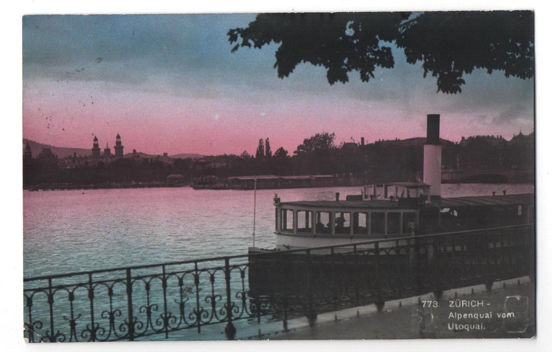 Cartoline postali: ZÜRICH Alpenquai, Dampfschiff – Usato da Jona venduto da philajona