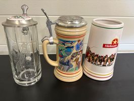 Bierkrüge Konvolut mit Deckel 3 Stk. 700 Jahre Eidg. und ...