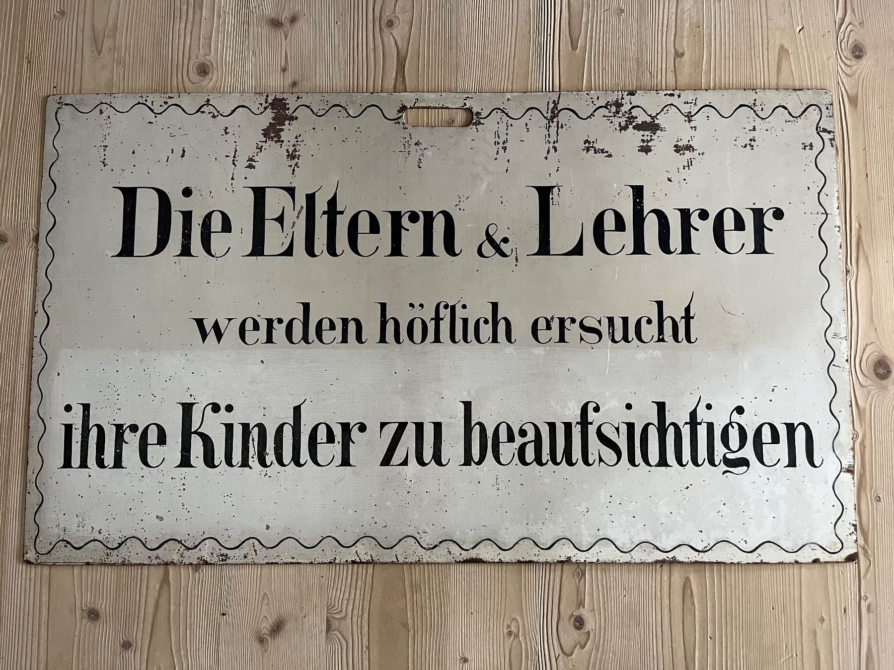Schilder: Altes Metallschild mit doppelseitigem originellem Text – Gebraucht aus Steffisburg von Reitschel5 5