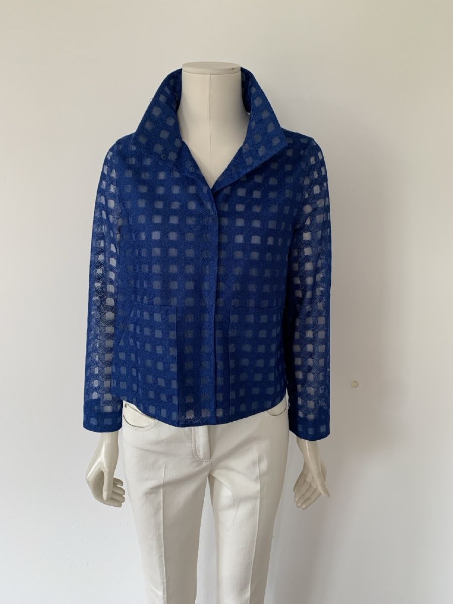 Akris Giacche: AKRIS -100 years Kollektion: Extravaganter blauer Blazer, 36 – Nuovo (secondo la descrizione) da Luzern venduto da designluzern