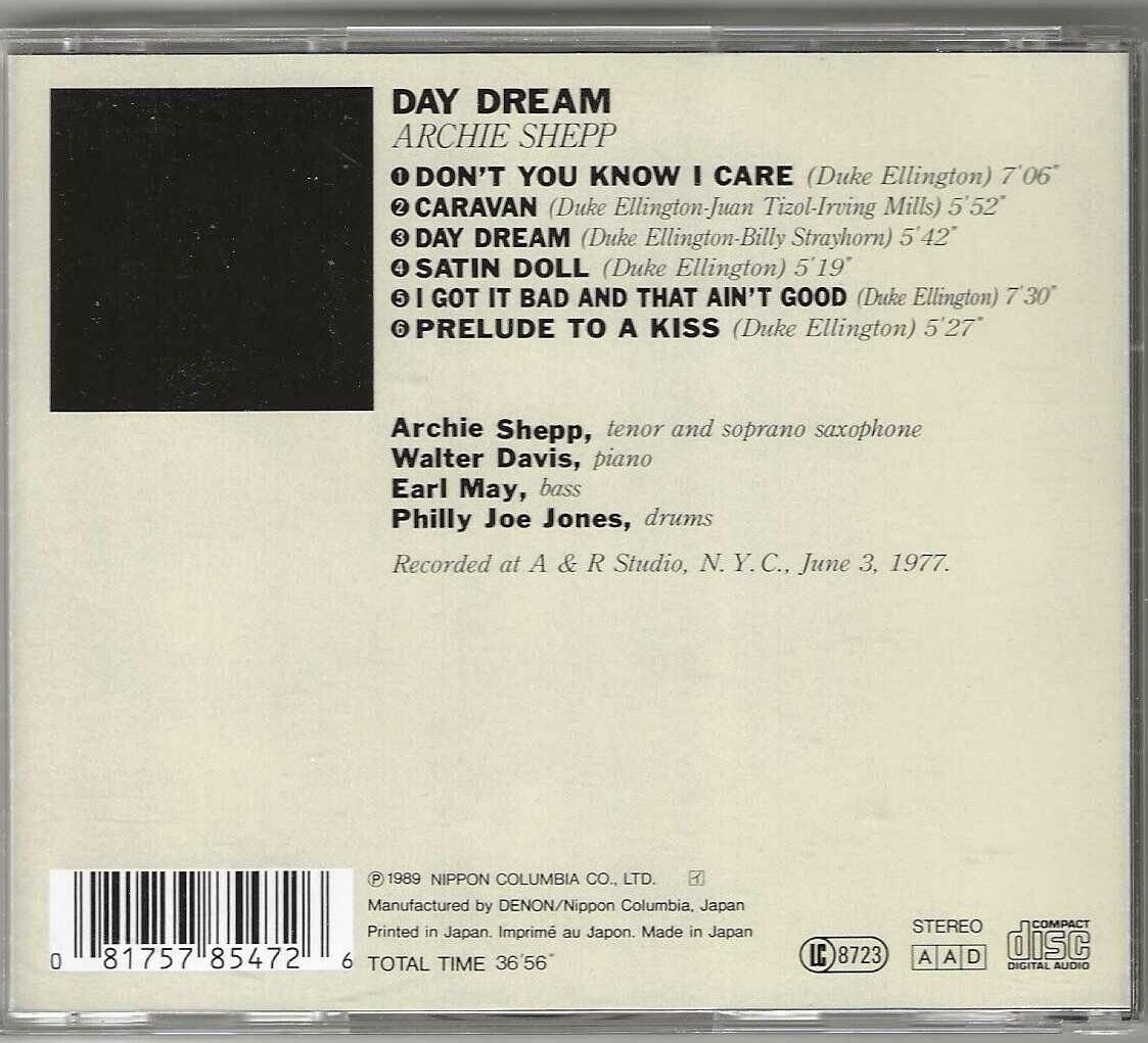 CD: Archie Shepp ‎– Day Dream – Usato da Genève venduto da CDLPBookS 1