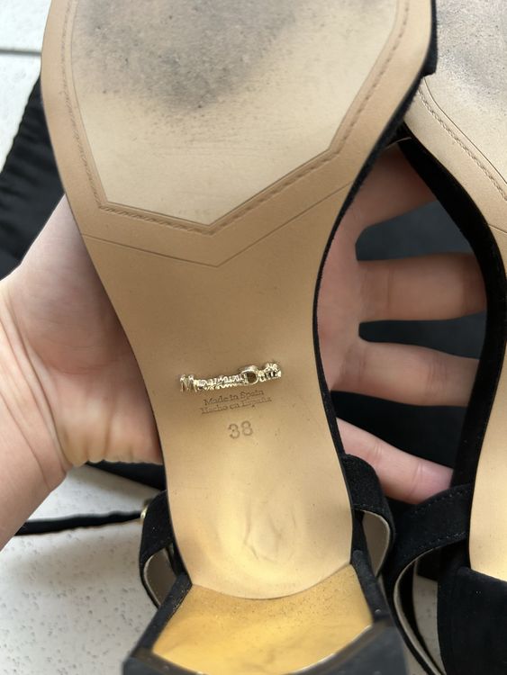 Massimo Dutti elegant mid-heel suede leather sandals 38 6