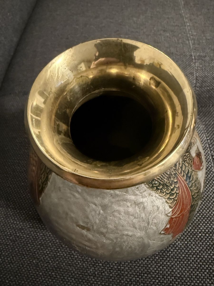 Vasi & Recipienti: Messing Vase Emailliert mit Vogelmuster – Usato da Buchs SG venduto da and_d8tp 3
